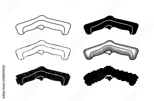 thermal camera handle, arranged as a clean  Variant 1: clean thin outline, no fill, rounded joins, even