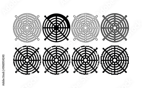 fan heater grille, arranged as a clean  Variant 1: clean thin outline, no fill, rounded joins, even stroke
