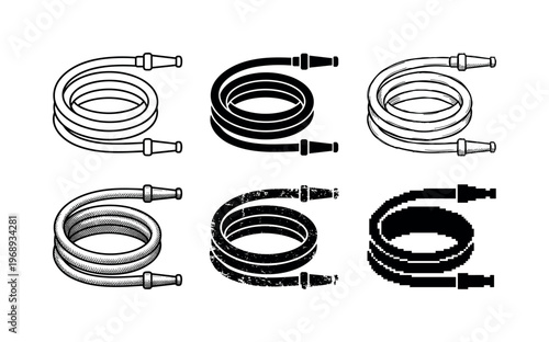 garden hose, arranged as a clean  Variant 1: clean thin outline, no fill, rounded joins, even stroke.