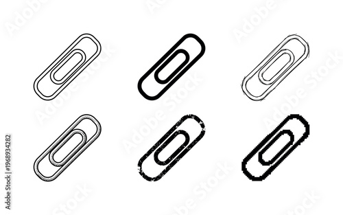 flat metal clip, arranged as a clean  Variant 1: clean thin outline, no fill, rounded joins, even stroke.