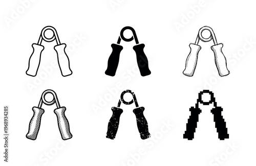 foam-handled grip expander, arranged as a clean  Variant 1: clean thin outline, no fill, rounded joins,