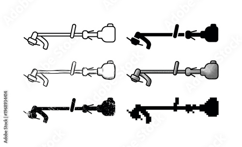 grass trimmer, arranged as a clean  Variant 1: clean thin outline, no fill, rounded joins, even stroke.