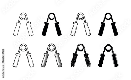 hand grip expander, arranged as a clean  Variant 1: clean thin outline, no fill, rounded joins, even