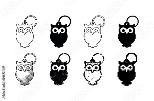 keychain tag, arranged as a clean  Variant 1: clean thin outline, no fill, rounded joins, even stroke.