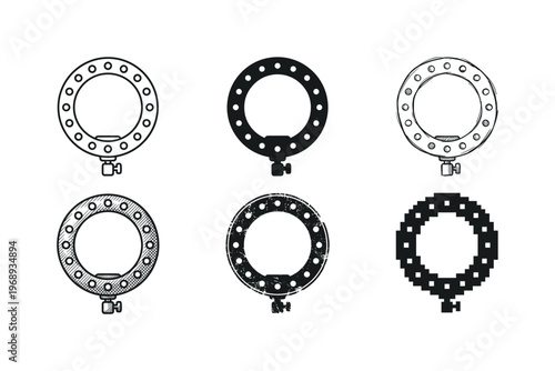 ring light, arranged as a clean  Variant 1: clean thin outline, no fill, rounded joins, even stroke.
