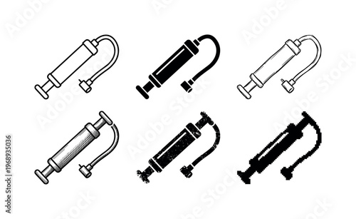 mini portable bike pump, arranged as a clean  Variant 1: clean thin outline, no fill, rounded joins, even