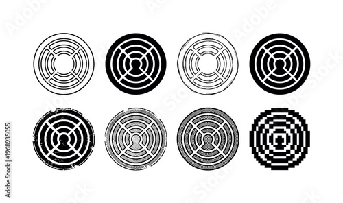 motion sensor lens, arranged as a clean  Variant 1: clean thin outline, no fill, rounded joins, even