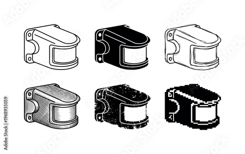 motion sensor cover, arranged as a clean  Variant 1: clean thin outline, no fill, rounded joins, even