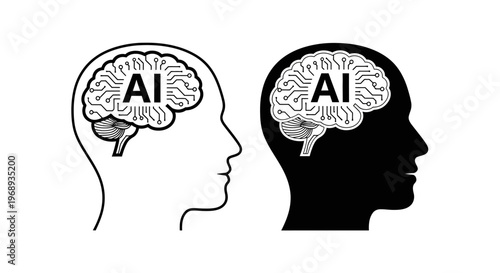 Artificial Intelligence in Human Brain AI Concept Illustration Representing Intelligent Technology and Cognitive Science