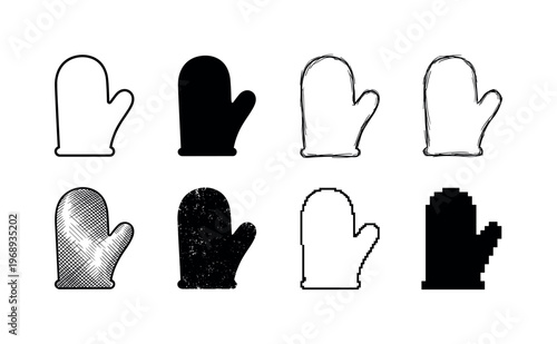 oven mitt body, arranged as a clean  Variant 1: clean thin outline, no fill, rounded joins, even stroke.