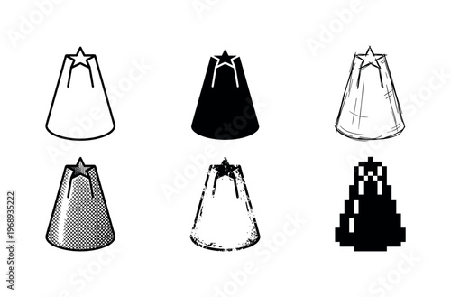 pastry bag tip, arranged as a clean  Variant 1: clean thin outline, no fill, rounded joins, even stroke.