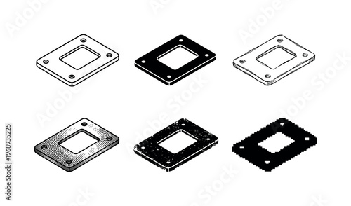 panic button mounting base, arranged as a clean  Variant 1: clean thin outline, no fill, rounded joins,