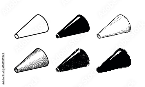 piping tip body, arranged as a clean  Variant 1: clean thin outline, no fill, rounded joins, even stroke.