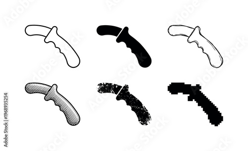 pizza cutter handle, arranged as a clean  Variant 1: clean thin outline, no fill, rounded joins, even