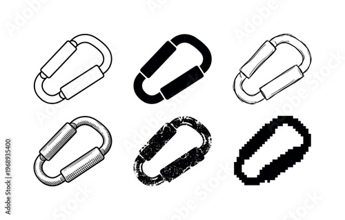 carabiner casing, arranged as a clean  Variant 1: clean thin outline, no fill, rounded joins, even stroke.