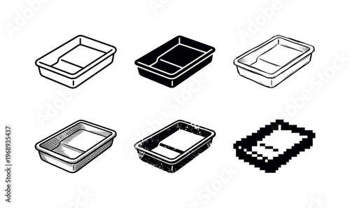 paint tray, arranged as a clean  Variant 1: clean thin outline, no fill, rounded joins, even stroke.