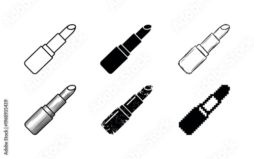 retractable lipstick, arranged as a clean  Variant 1: clean thin outline, no fill, rounded joins, even