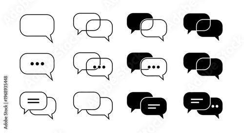 Modern vector graphics featuring an array of chat bubble icons, symbolizing the essence of digital conversations, messaging apps, and dynamic user interaction