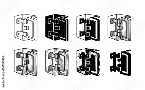 safe hinges, arranged as a clean  Variant 1: clean thin outline, no fill, rounded joins, even stroke.