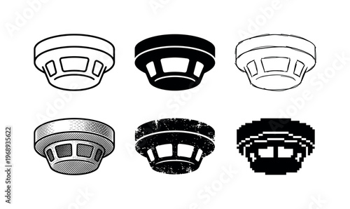 smoke detector sensor vents, arranged as a clean  Variant 1: clean thin outline, no fill, rounded joins,