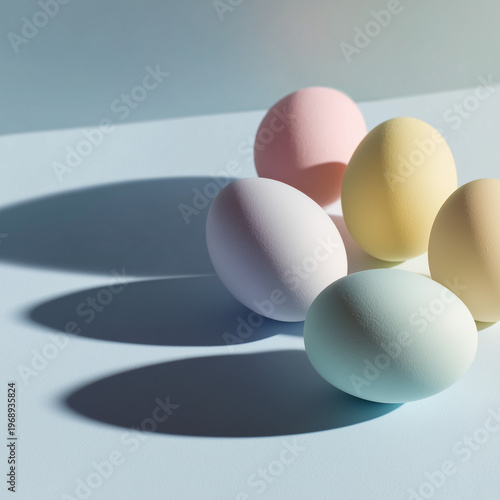 Minimal pastel Easter eggs with long shadows background