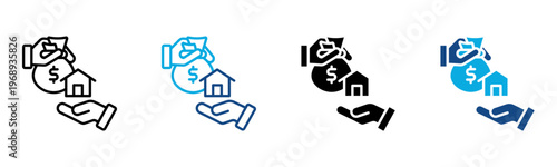 Mortgage Loan Icon Multiple Style Vector Illustration