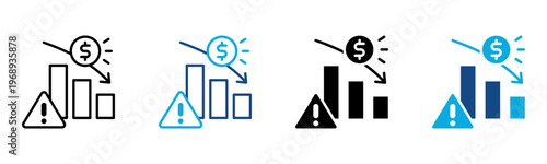 Financial Crisis Icon Multiple Style Vector Illustration
