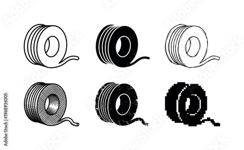 uncoiled solder wire section, arranged as a clean  Variant 1: clean thin outline, no fill, rounded joins,