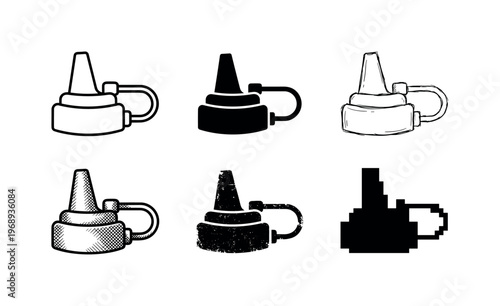 removable spout cap, arranged as a clean  Variant 1: clean thin outline, no fill, rounded joins, even