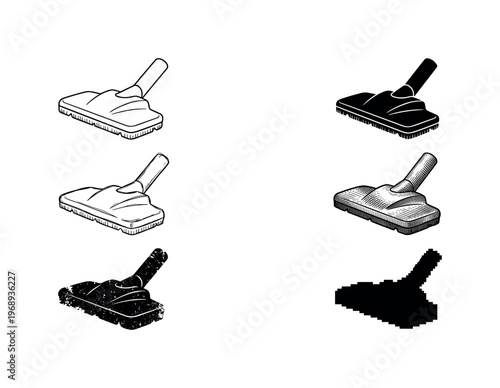 steam mop nozzle, arranged as a clean  Variant 1: clean thin outline, no fill, rounded joins, even stroke.