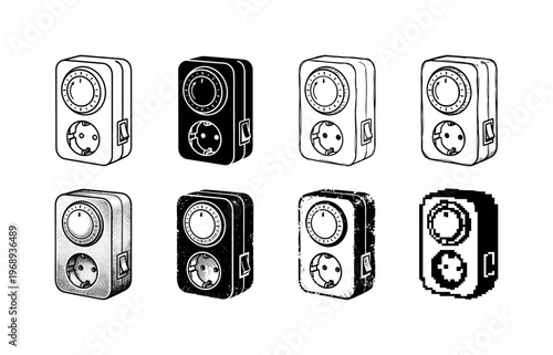 timer socket body, arranged as a clean  Variant 1: clean thin outline, no fill, rounded joins, even stroke