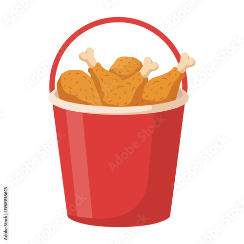 bucket of golden french fries flat design vector illustration