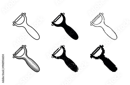 vegetable peeler, arranged as a clean  Variant 1: clean thin outline, no fill, rounded joins, even stroke.