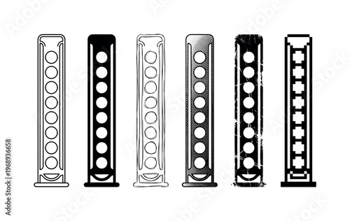 capsule holder rack, arranged as a clean  Variant 1: clean thin outline, no fill, rounded joins, even