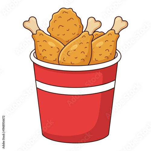 bucket of golden chicken nuggets flat design vector illustration