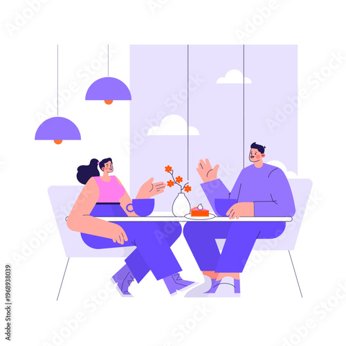 Conversational Cafe Meeting in Vector Illustration