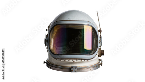 Quadro su tela Vintage astronaut helmet with reflective visor, isolated on transparent backgrou
