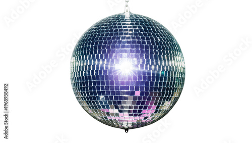Photos Sparkling disco ball with mirrored squares, isolated on transparent background
