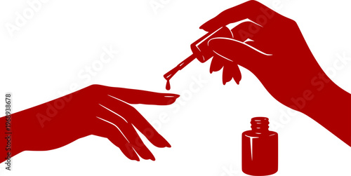 A striking black silhouette depicts hands applying nail polish showcasing a beauty routine with elegant precision silhouette high quality professional
