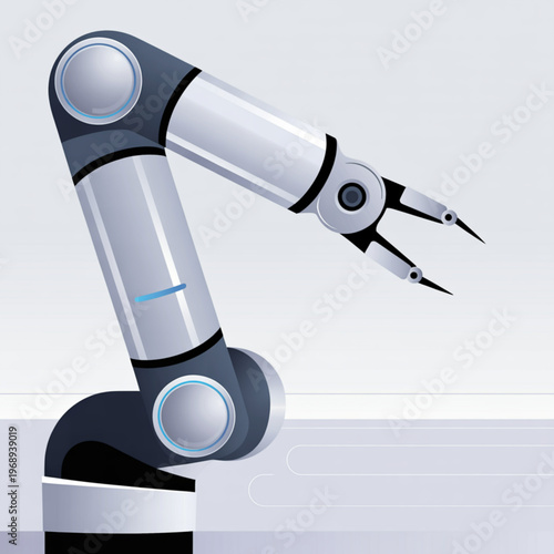 Industrial robotic arm manipulator, modern automated manufacturing technology, vector illustration of a mechanical robotic arm