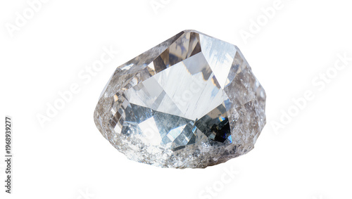Fényképezés Rough uncut diamond with sharp facets and raw edges, isolated on transparent bac
