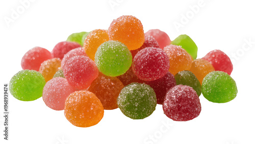Canvastavla Pile of colorful gumdrop candies covered in sugar, isolated on transparent backg
