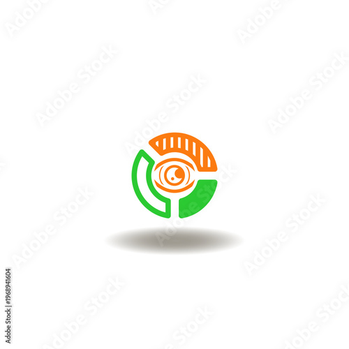Vector illustration of round pile diagram with eye. Symbol of predictive analytics.