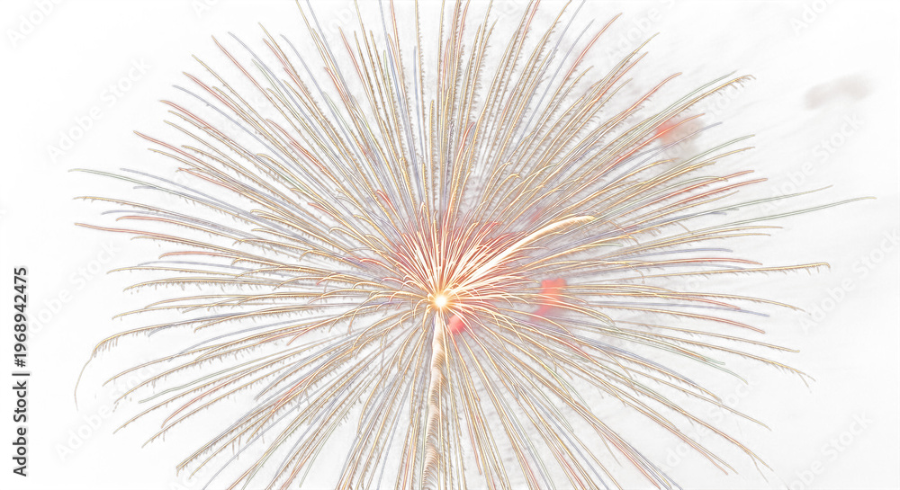 Obraz premium Bright colorful firework explosion isolated on transparent background