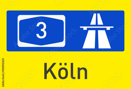 Vektorgrafik, Autobahn BAB 3 in Richtung Köln