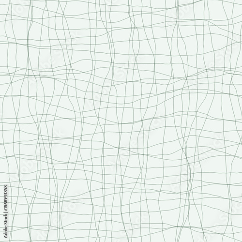 Sheer sage lines barely visible forming loose woven gauze grid. Seamless sage green hand drawn crosshatch texture. Organic freehand background for sheer curtain prints and delicate wrapping.