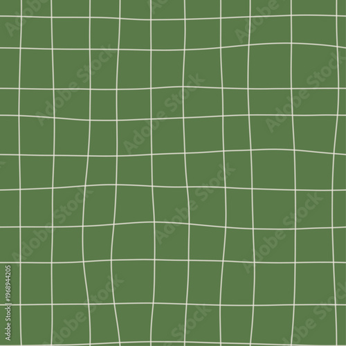 Aged pale strokes on weathered moss forming loose woven gauze grid. Seamless moss green hand drawn crosshatch texture. Organic freehand background for vintage packaging and garden stationery.