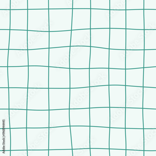 Fresh teal strokes on pale aqua forming loose woven gauze grid pattern. Seamless aqua green hand drawn crosshatch texture. Organic freehand background for tropical packaging and beach stationery.