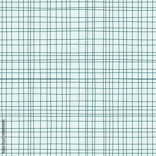 Saturated teal strokes on pale aqua forming loose woven gauze grid. Seamless dark teal hand drawn crosshatch texture. Organic freehand background for ocean packaging and deep sea stationery.