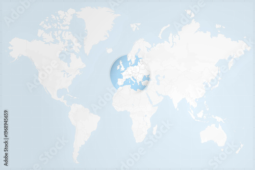 Liechtenstein Map with Flag in Magnifying Glass on World Map Background
